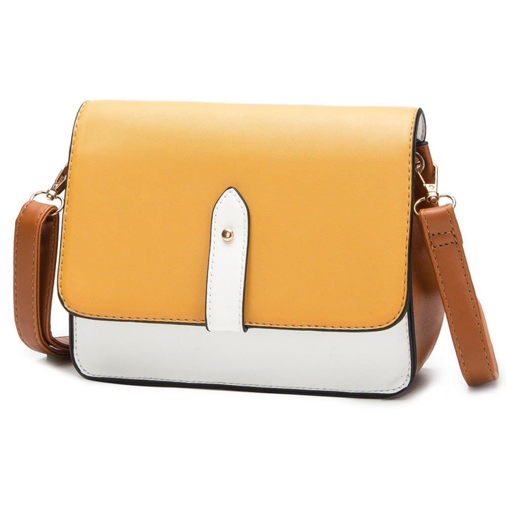 Mustard Crossbody Bag – Sleek Style And Snake Panel Detail