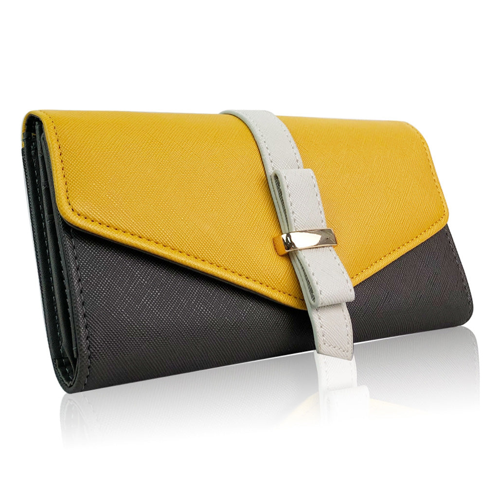 LARGE TRI-FOLD PURSE YELLOW
