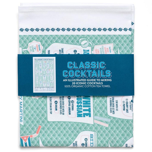 Premium Screen Printed Cotton Mixology Tea Towel | Cocktails