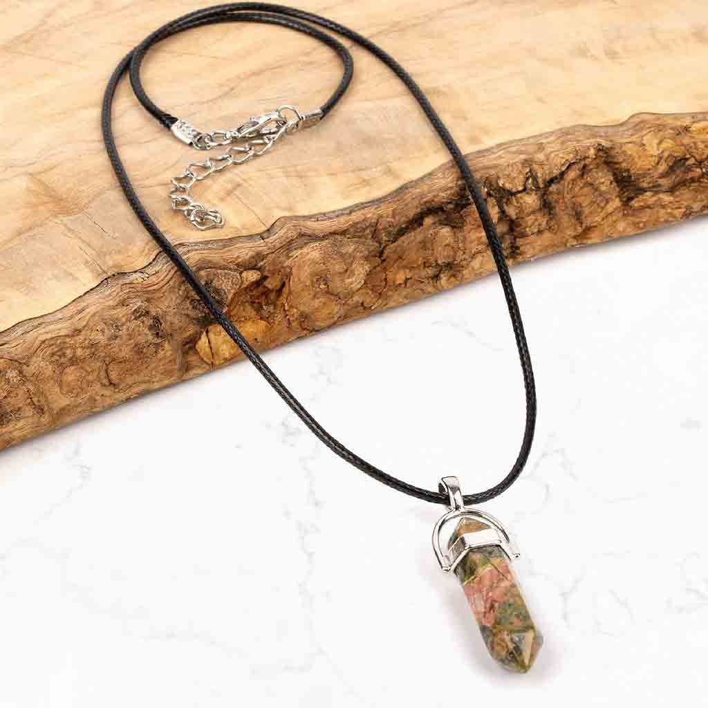 Unakite crystal pendant necklace