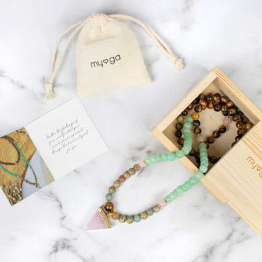 NATURAL GEMSTONE BEAD NECKLACE ROSE QUARTZ