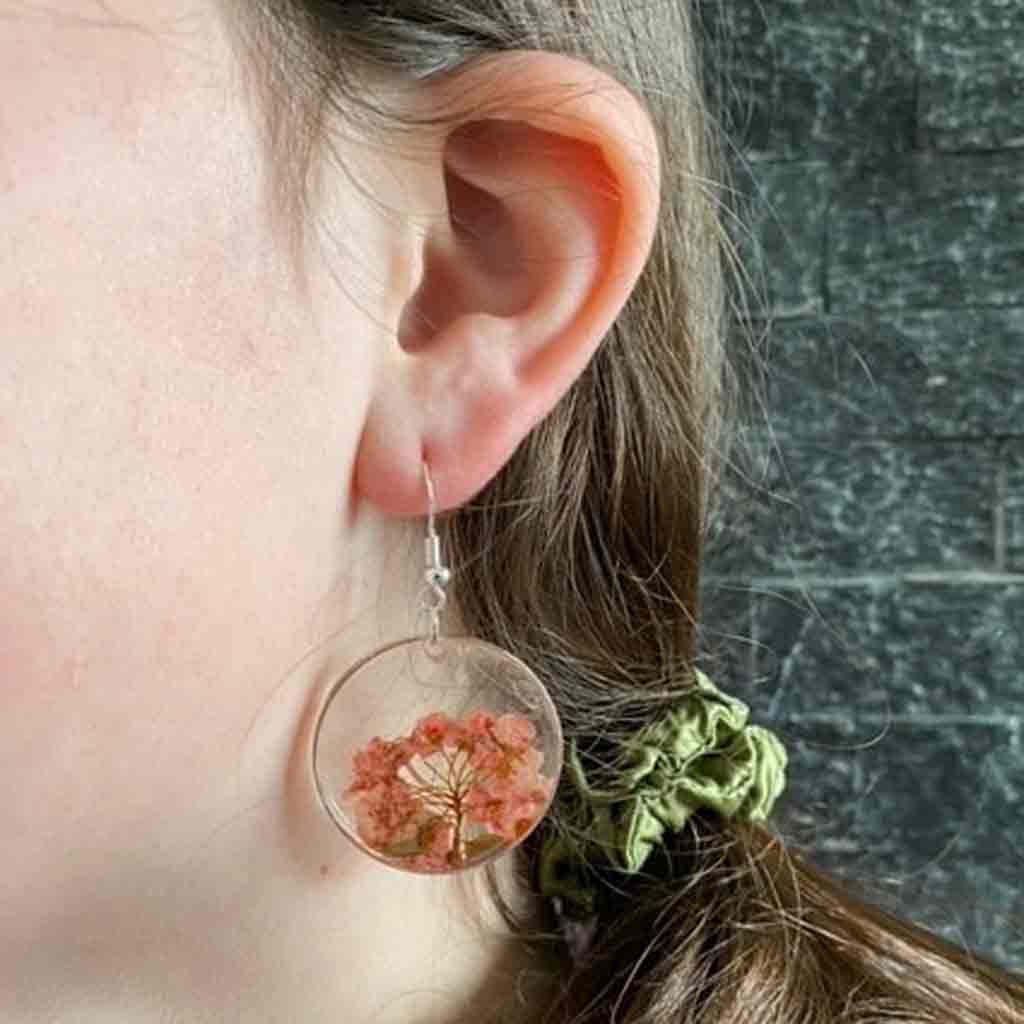 925 SILVER CIRCLE BOUQUET FLOWER EARRINGS