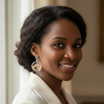 925 SILVER CIRCLE BOUQUET FLOWER EARRINGS