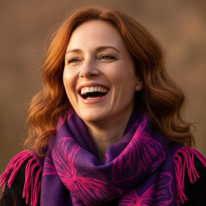 Cashmere Blend Scarf | Pink Butterfly