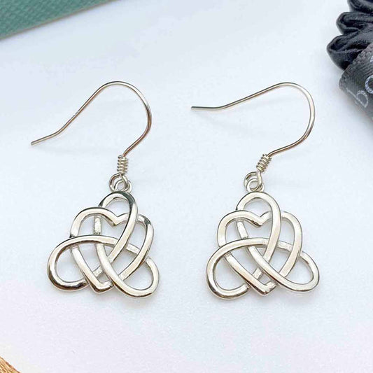 925 SILVER CELTIC TRIQUETRA DROP DANGLE EARRINGS