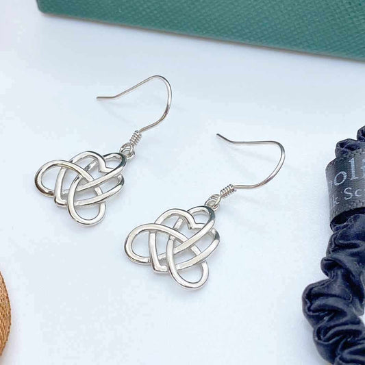 925 SILVER CELTIC TRIQUETRA DROP DANGLE EARRINGS
