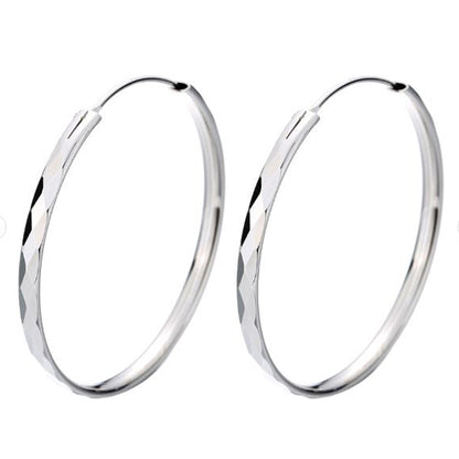 925 Silver Diamond Cut Earrings | 30mm Hoops
