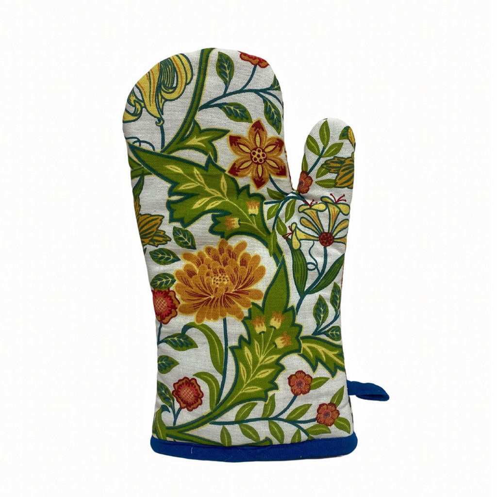 Single oven glove with Sussex print and blue trim