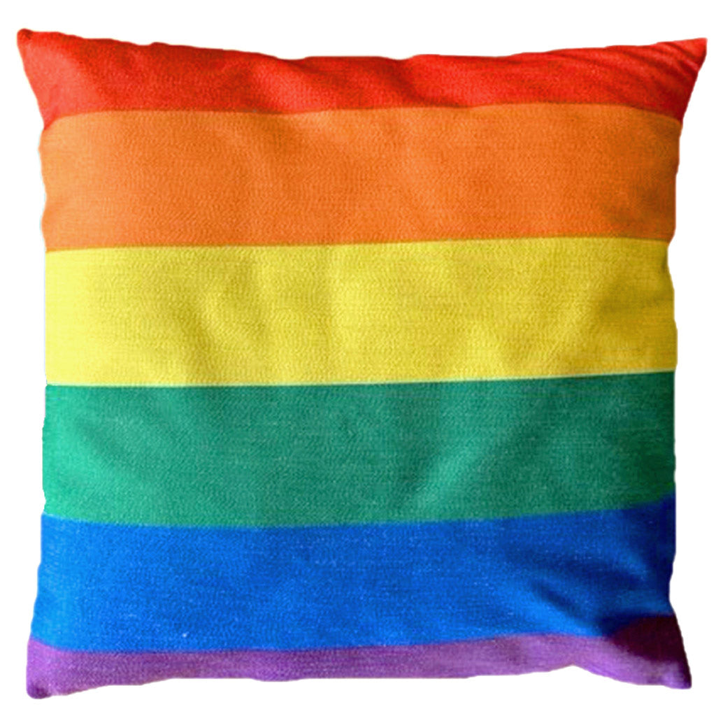 Rainbow cushion cover with bold multicolour stripes