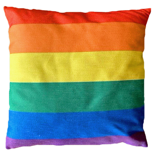 Rainbow cushion cover with bold multicolour stripes