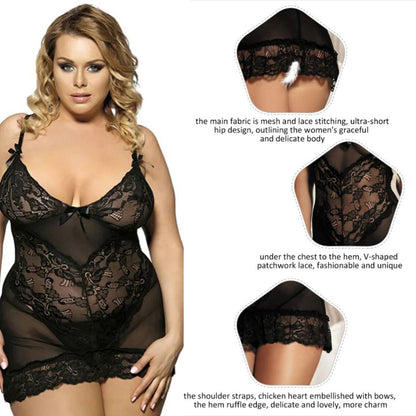 LINGERIE SET LACE BABYDOLL + PANTIES BLACK