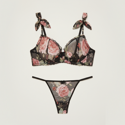 LINGERIE SET LACE BRA + PANTIES BLACK