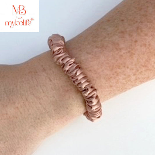SKINNY MULBERRY SILK SCRUNCHIE ROSE GOLD