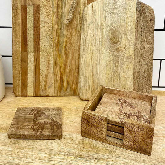 COASTERS PACK OF 4 ENGRAVED HORSES