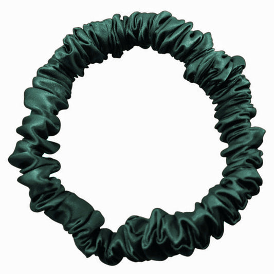 Small silk scrunchie hair tie emerald