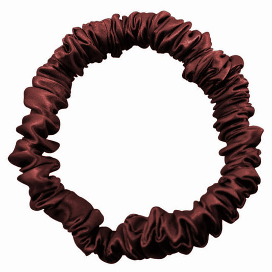 Small silk scrunchie hair tie plum wine