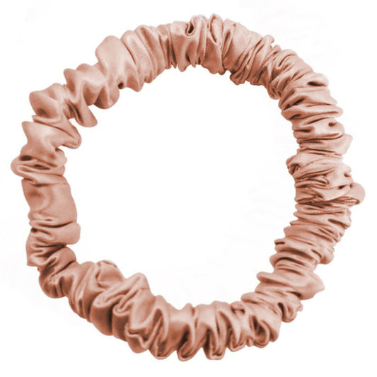 Small silk scrunchie hair tie rose gold