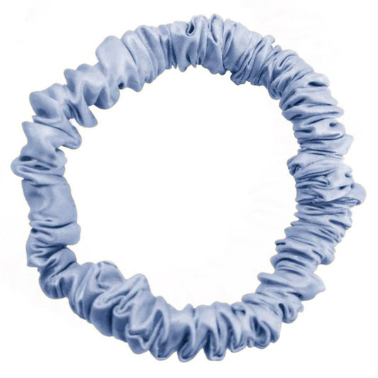 Small silk scrunchie hair tie sky blue