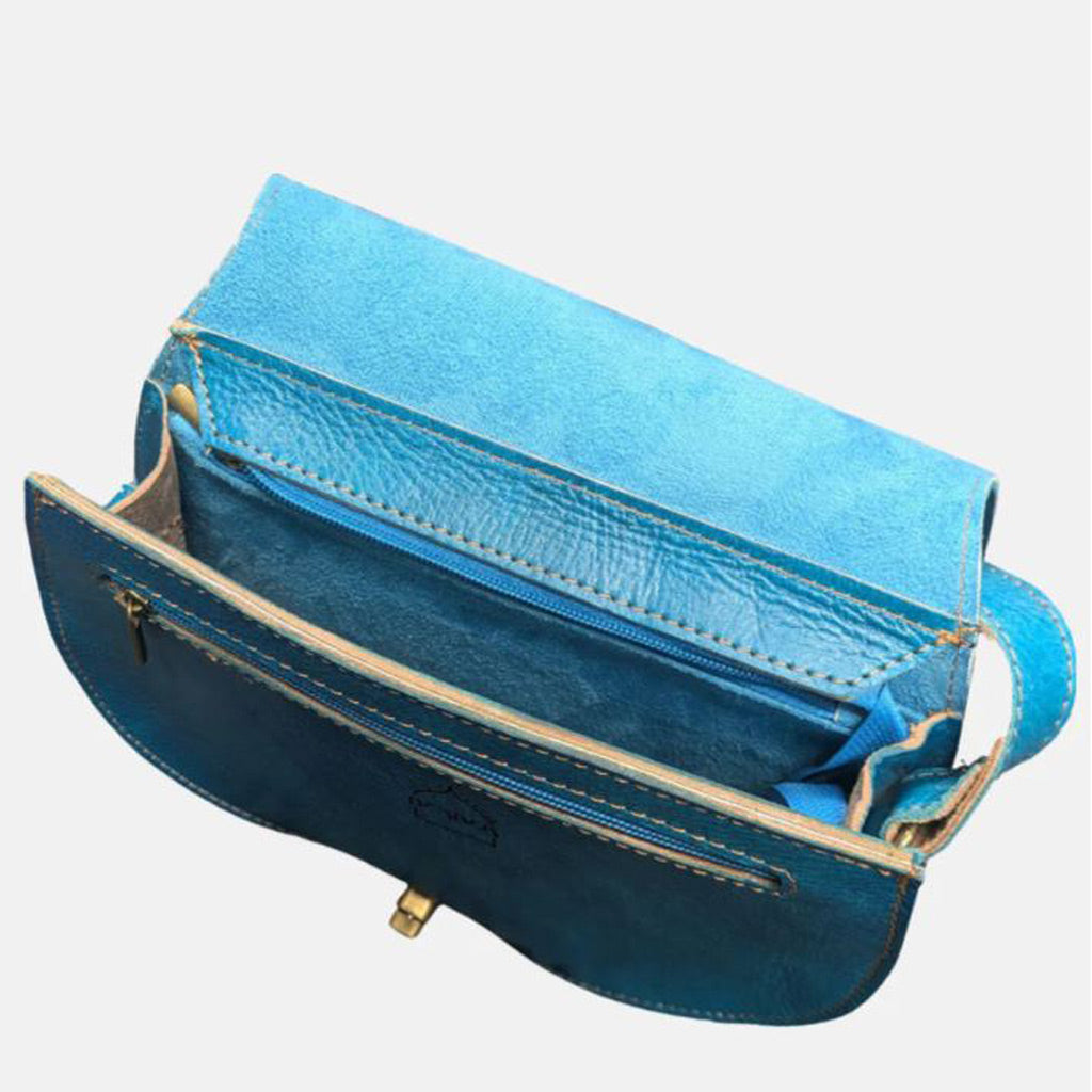 THE TEMARA EMBOSSED MOROCCAN LEATHER SADDLE BAG