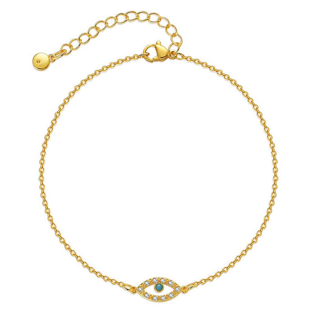 ANKLET GOLD PLATED EVIL EYE CHARM