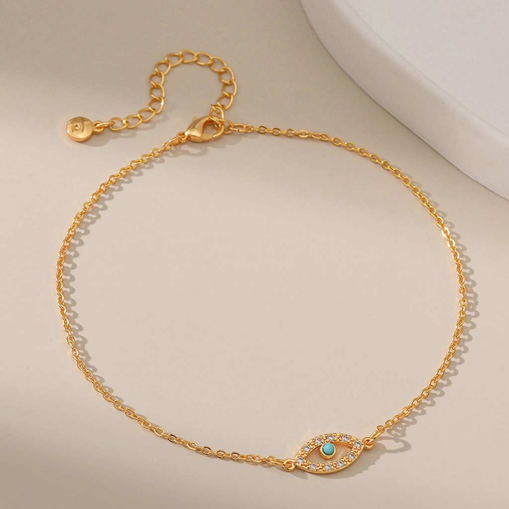 ANKLET GOLD PLATED EVIL EYE CHARM