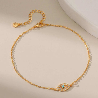 ANKLET GOLD PLATED EVIL EYE CHARM