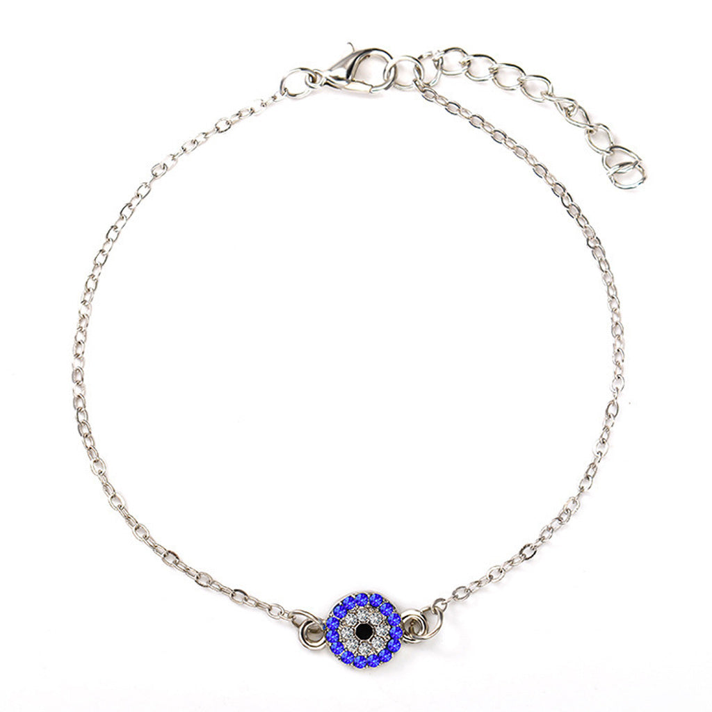 Silver Plated Evil Eye Lucky Charm Anklet