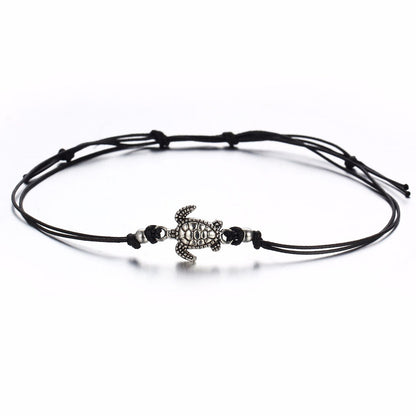 Boho Turtle Adjustable Wax Rope Summer Anklets