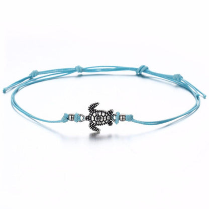 Boho Turtle Adjustable Wax Rope Summer Anklets
