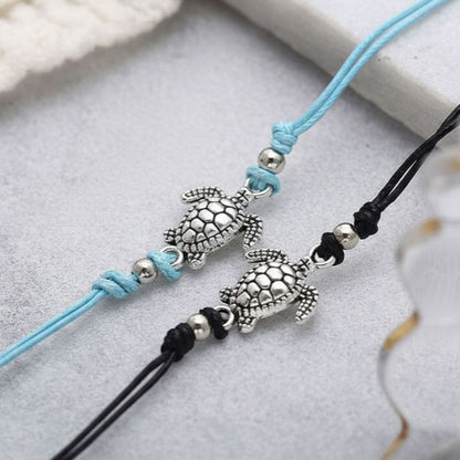 Boho Turtle Adjustable Wax Rope Summer Anklets