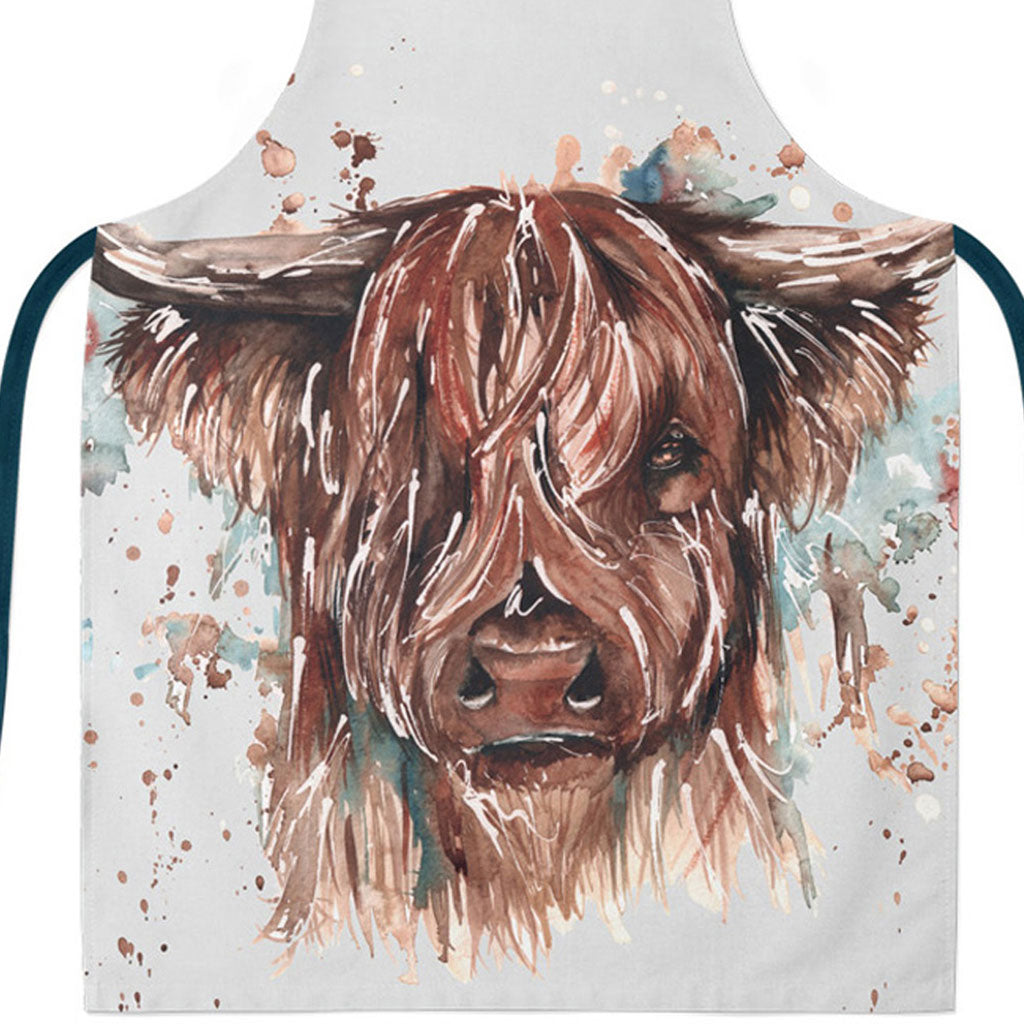 Meg Hawkins Highland Cow Art Cotton Apron
