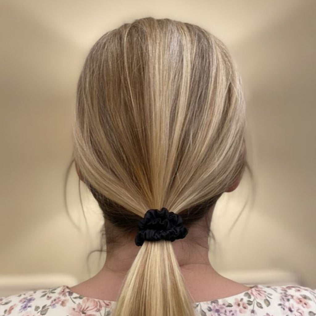 3‑Pack Black Skinny Mulberry Silk Scrunchies