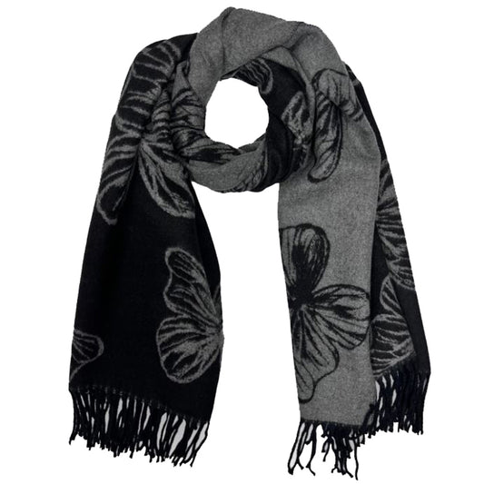 Cashmere Blend Reversible Scarf | Black Butterfly