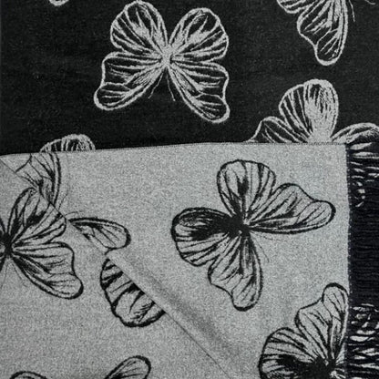 Cashmere Blend Reversible Scarf | Black Butterfly