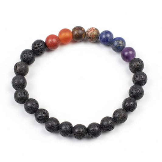 Spiritual Gemstone Chakra Bracelet | Lava & Tiger Eye