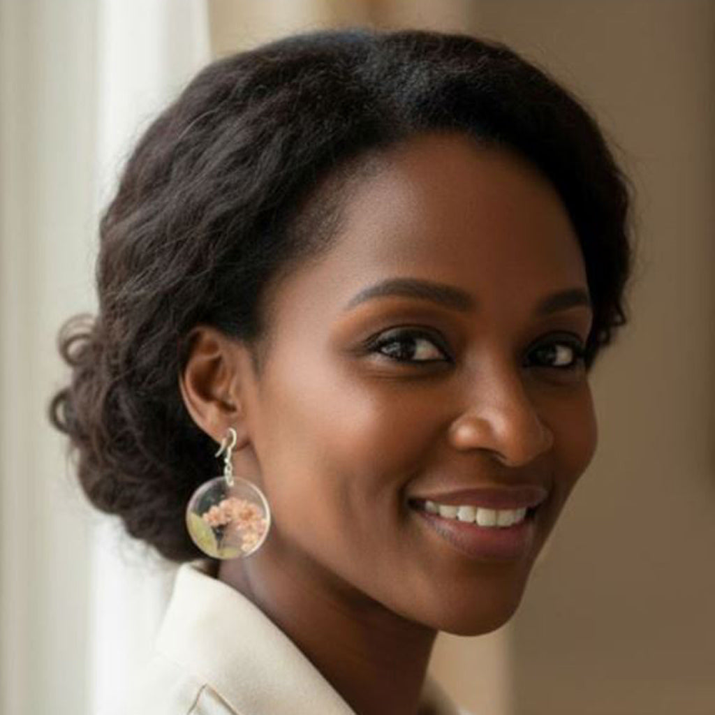 925 SILVER CIRCLE BOUQUET FLOWER EARRINGS