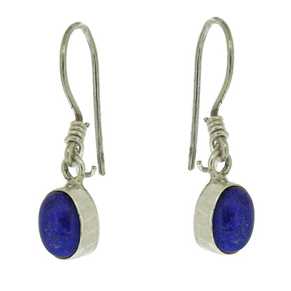Lapis Lazuli Drop Earrings | Oval Stone Design 925 Sterling Silver