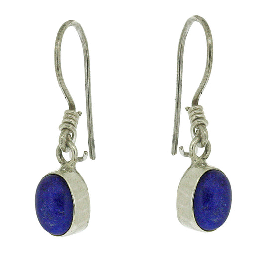 Lapis Lazuli Drop Earrings | Oval Stone Design 925 Sterling Silver