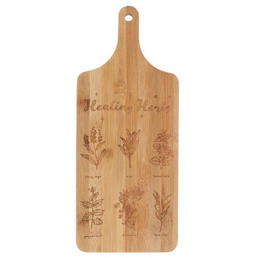 Healing herbs bamboo chopping board