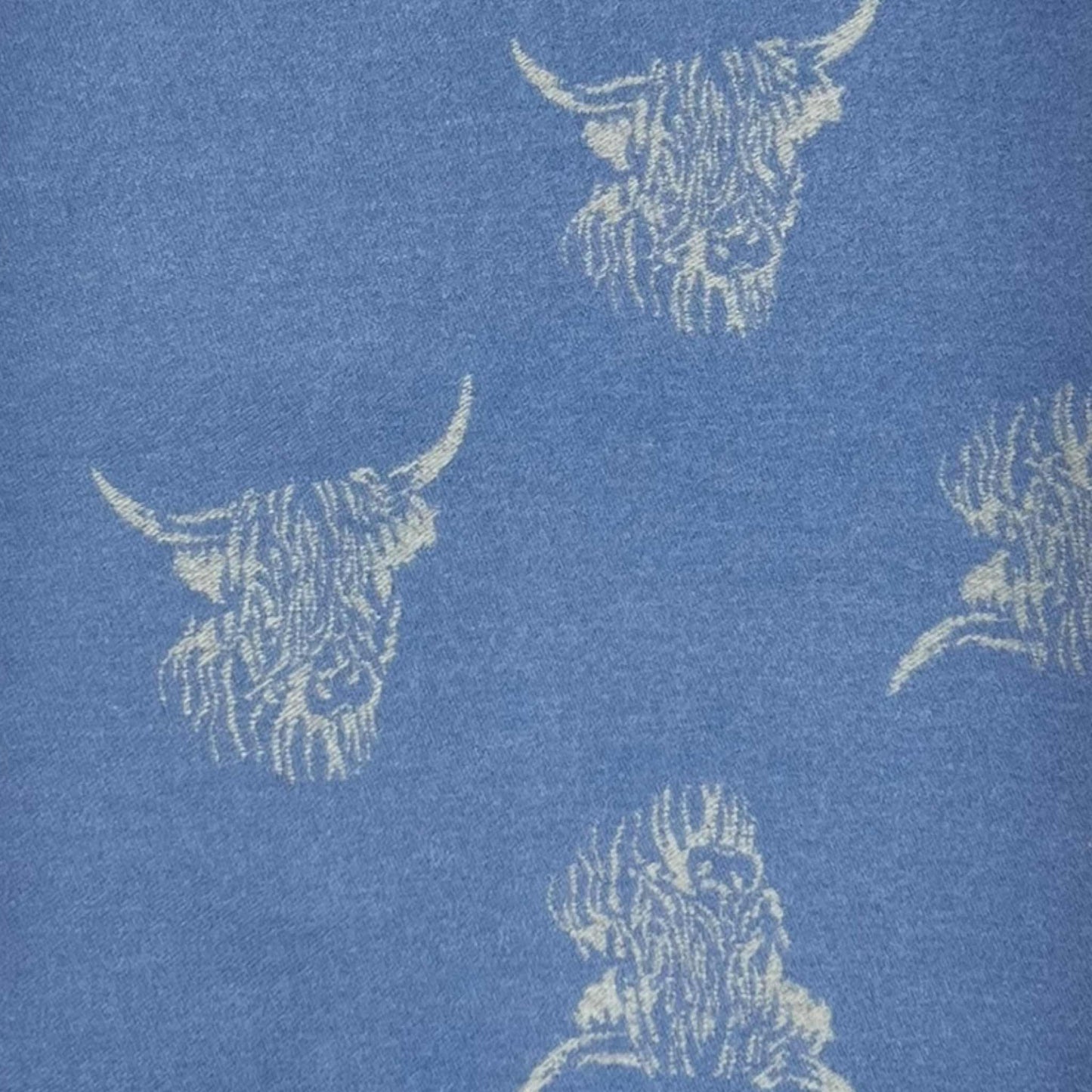 Cashmere Blend Scarf (20%) | Reversible Blue Highland Cow