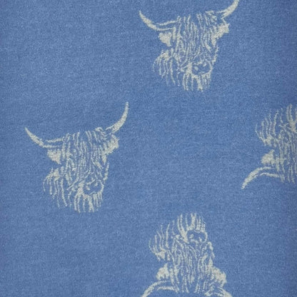 Cashmere Blend Scarf (20%) | Reversible Blue Highland Cow