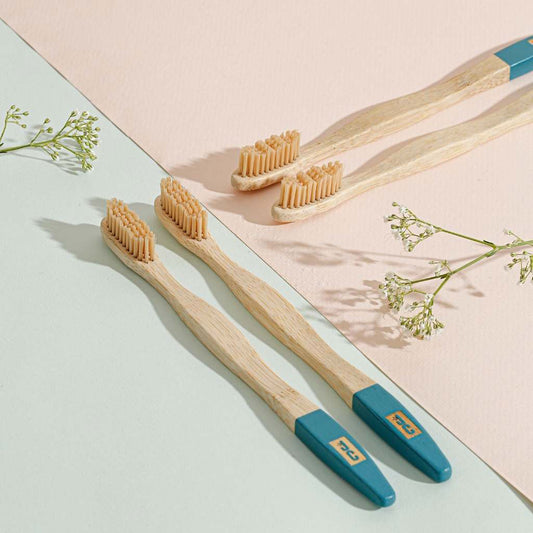 Sustainable Bamboo Toothbrush Dental Set 4 Pack | Teal