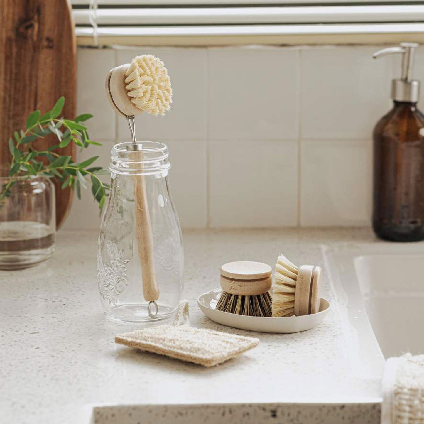 Sustainable Bamboo Dish Brush Kitchen Starter Set | 4 Piece