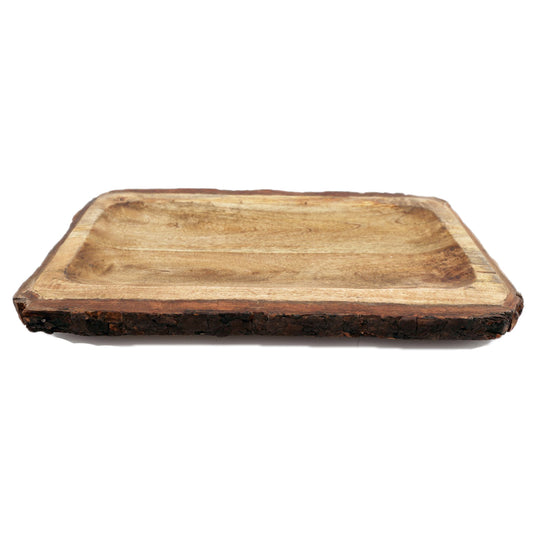 WOODEN SERVING TRAY 41CM NATURAL BARK