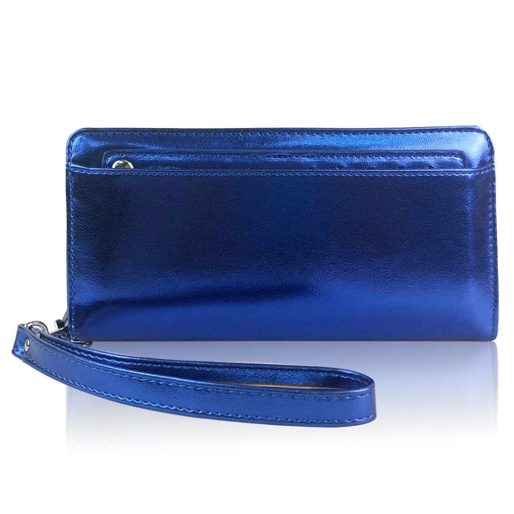 LERAE GLOSS EFFECT BLUE CLUTCH BAG