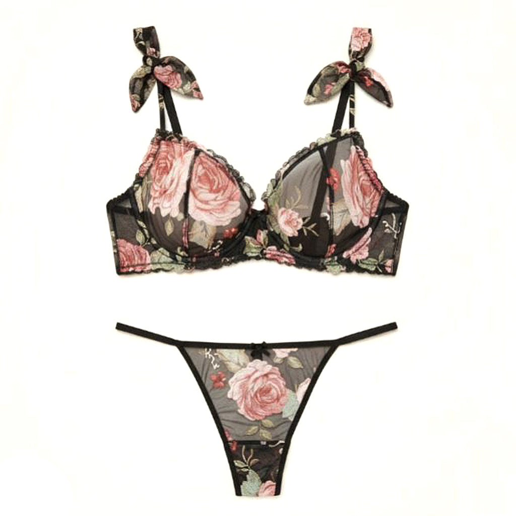 LINGERIE SET LACE BRA + PANTIES BLACK