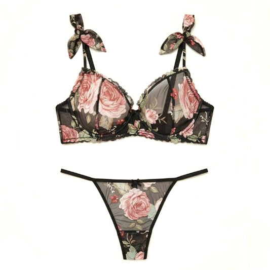 LINGERIE SET LACE BRA + PANTIES BLACK