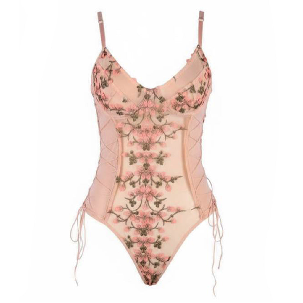 LINGERIE BODYSUIT EMBROIDERED PINK SIZE 16-18