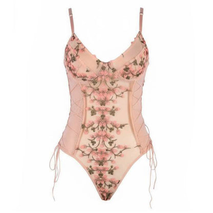 LINGERIE BODYSUIT EMBROIDERED PINK SIZE 16-18