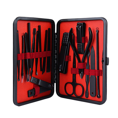 HIGH QUALITY MANICURE SET IN BLACK CASE 17 PIECE